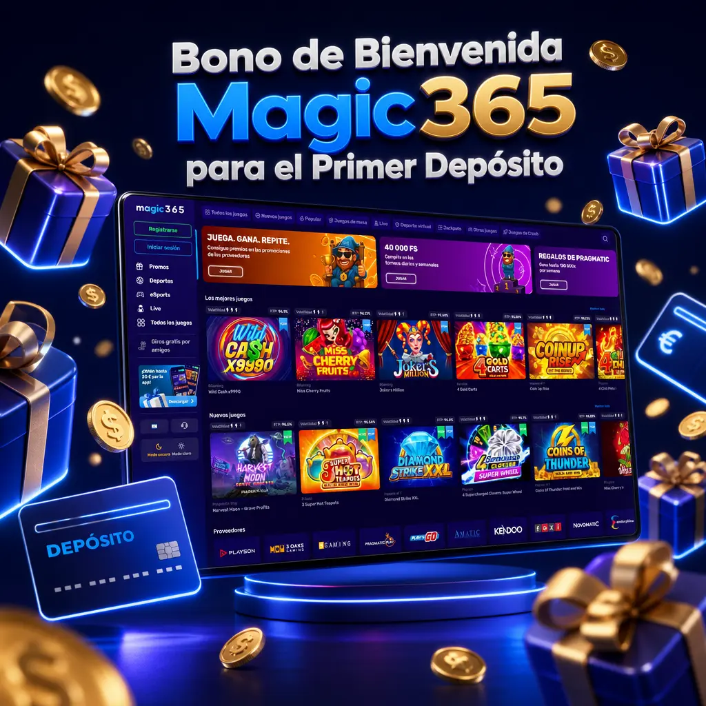 Bono de bienvenida Magic365 para el primer depósito: 200% en deportes o 150% más giros gratis en casino