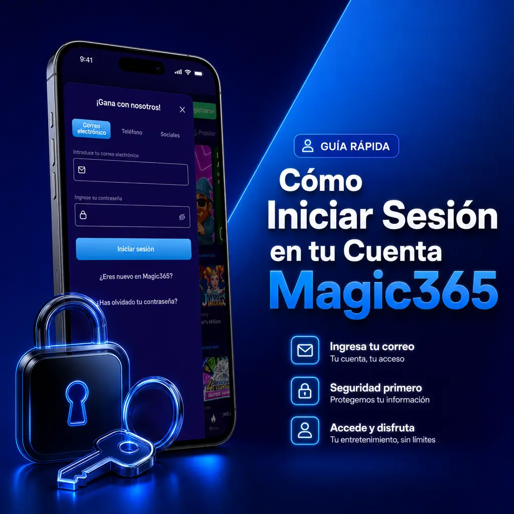 Pantalla de inicio de sesión en Magic365 mostrando los campos para ingresar teléfono, correo y contraseña