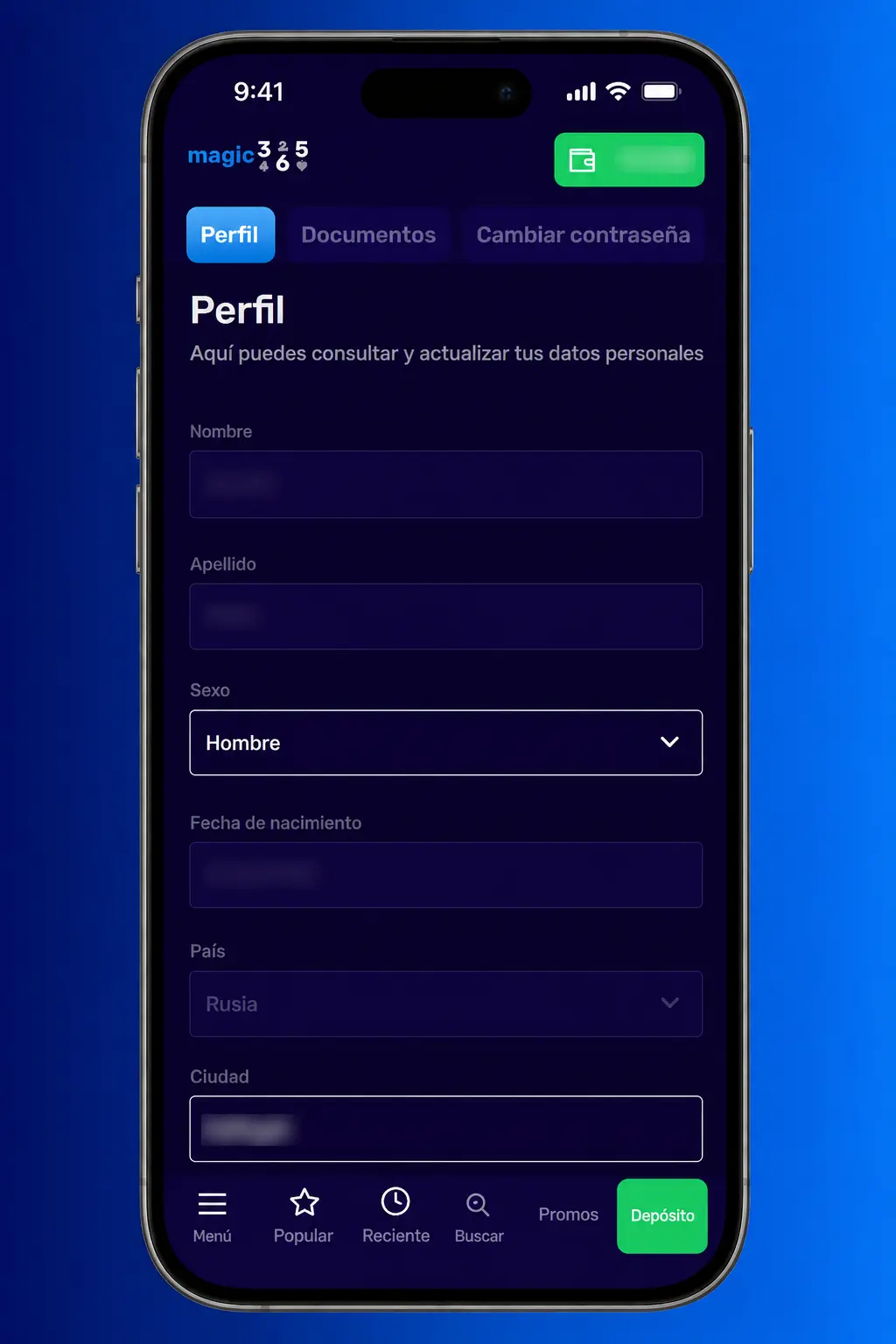 Pasos para verificar tu cuenta en Magic365: cargá tu DNI, factura de servicios y confirmá tu método de depósito.