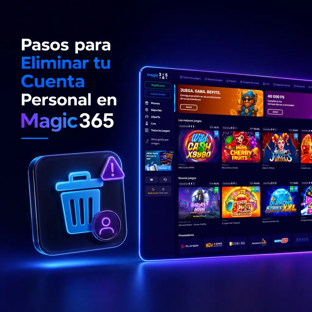 Pasos para eliminar tu cuenta personal en Magic365 desde la configuración de tu perfil