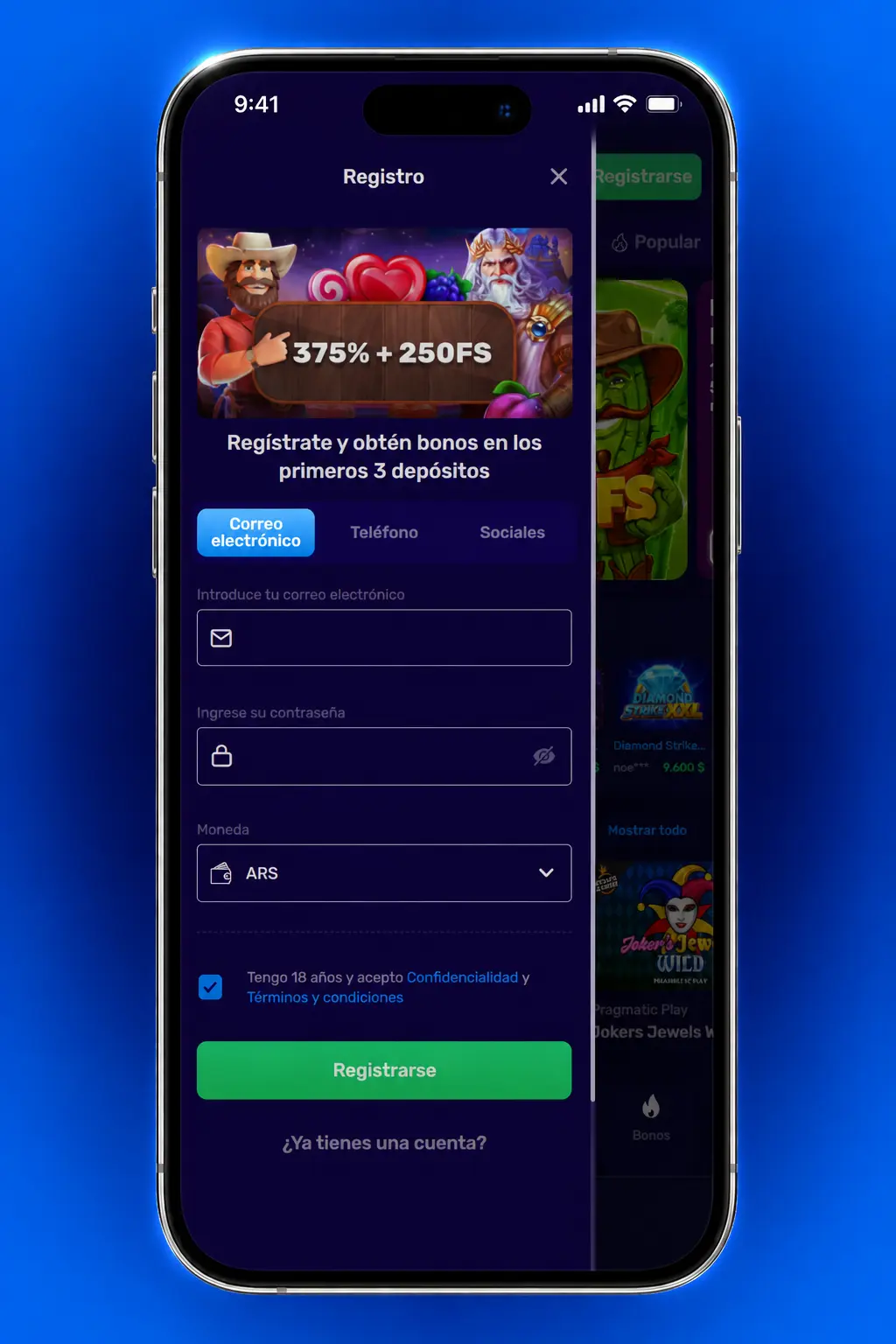 Pasos para registrarse en Magic365 Argentina: elegí método, completá datos, creá clave y verificá cuenta con código.