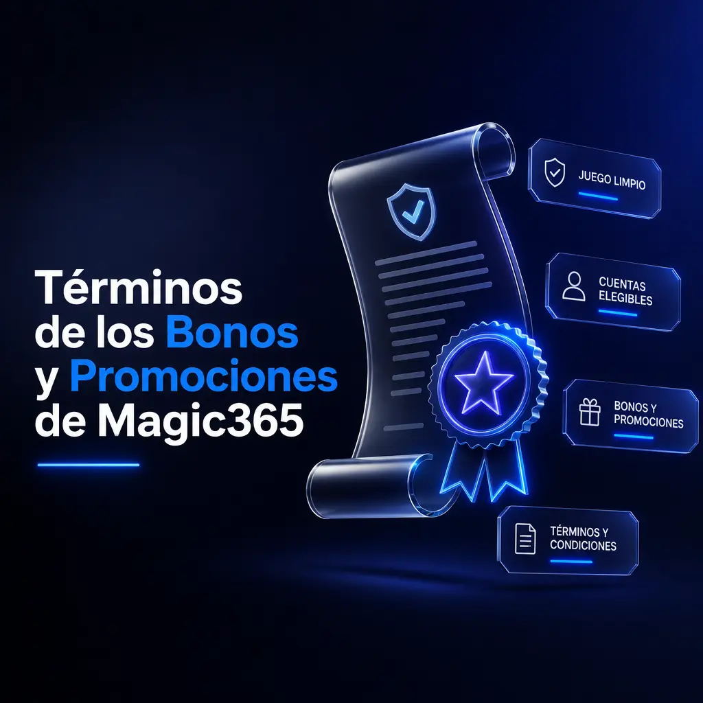 Términos y condiciones de bonos y promociones de Magic365: rollover, verificación de identidad y reglas de reclamo
